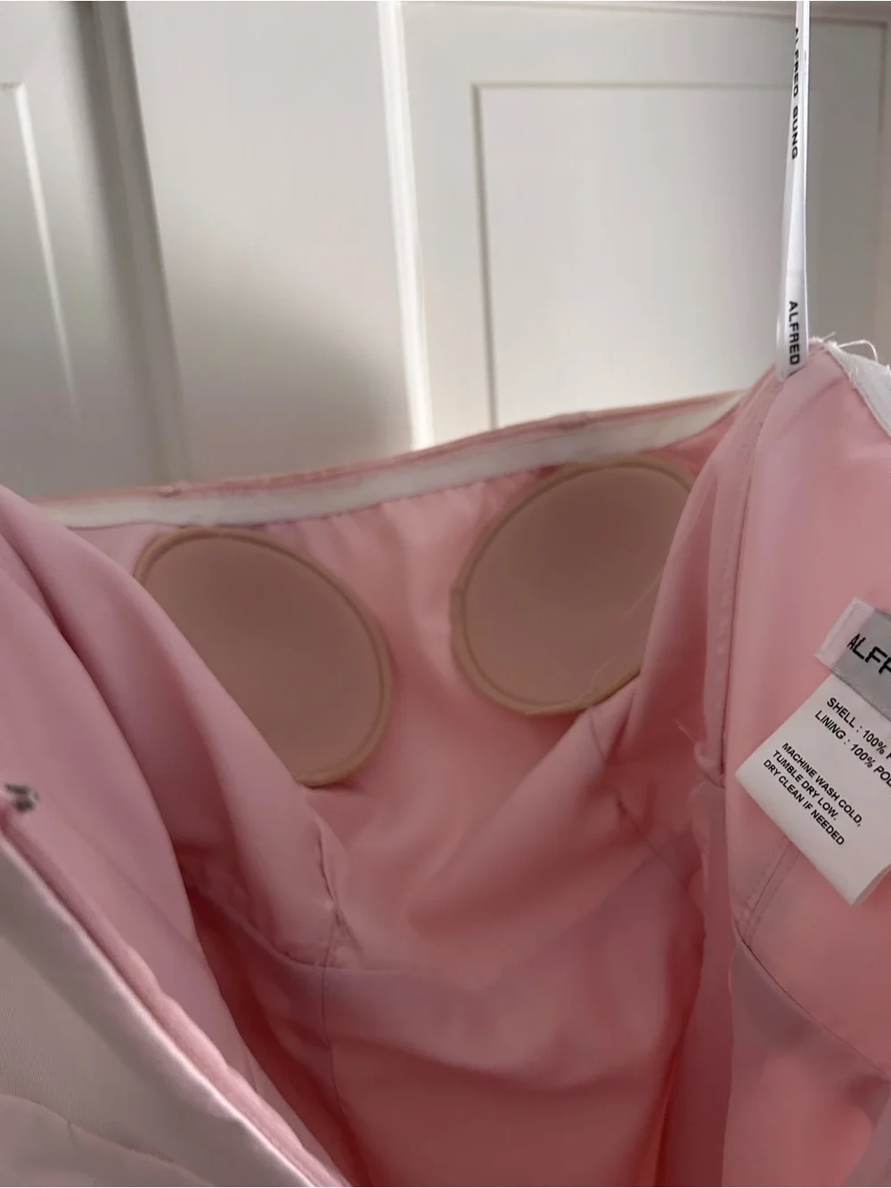 ALFRED SUNG Pale Pink Satin Dress - Picture 4 of 5